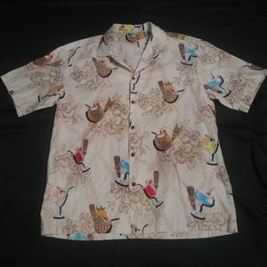 Vtg Tiki cocktails Hawaiian shirt xl